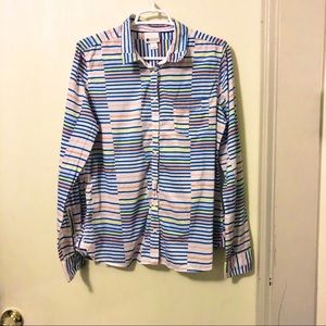 Striped button up top